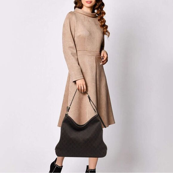 GUCCI Brown Monogram GG Web Marrakech Hobo Shoulder Bag Dollar Disco - Picture 3 of 15